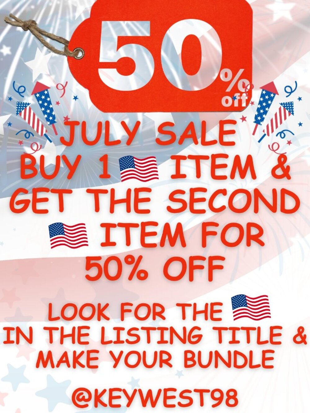 🇺🇸 JULY SALE 🇺🇸 ~ BUY 1 🇺🇸 ITEM GET 1 🇺🇸 ITEM 50% OFF